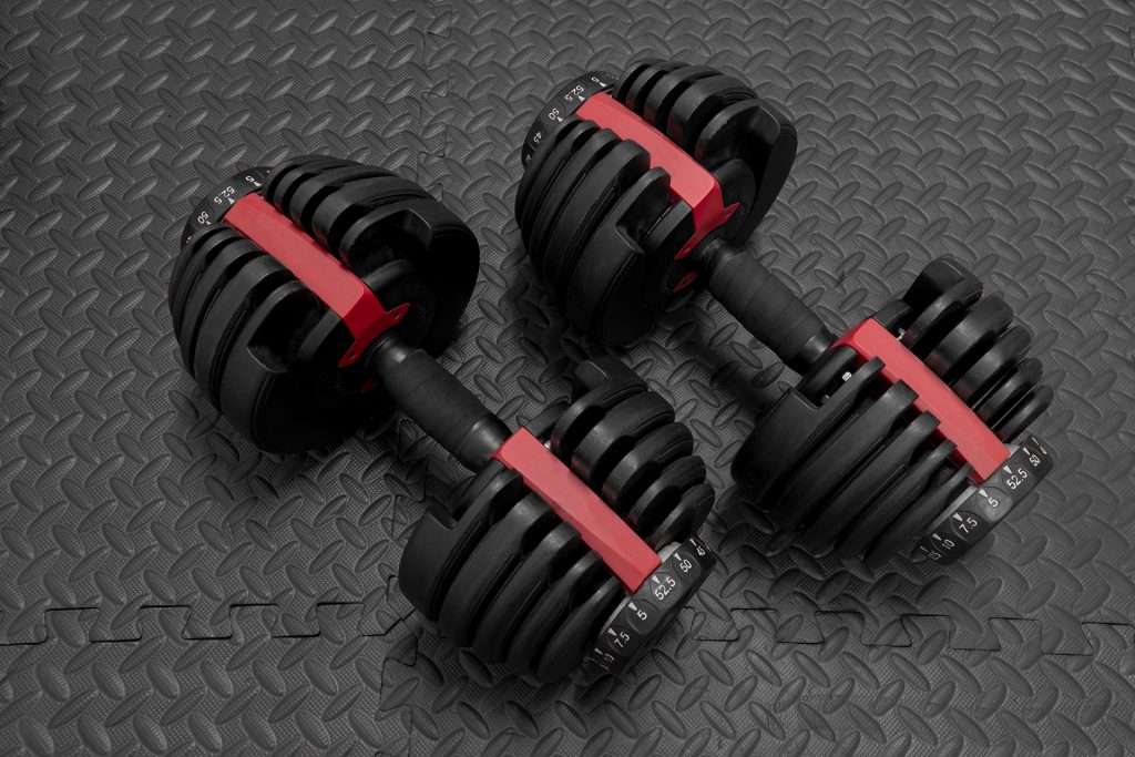 Example of smart adjustable weights with a turning wheel to select the weights. 